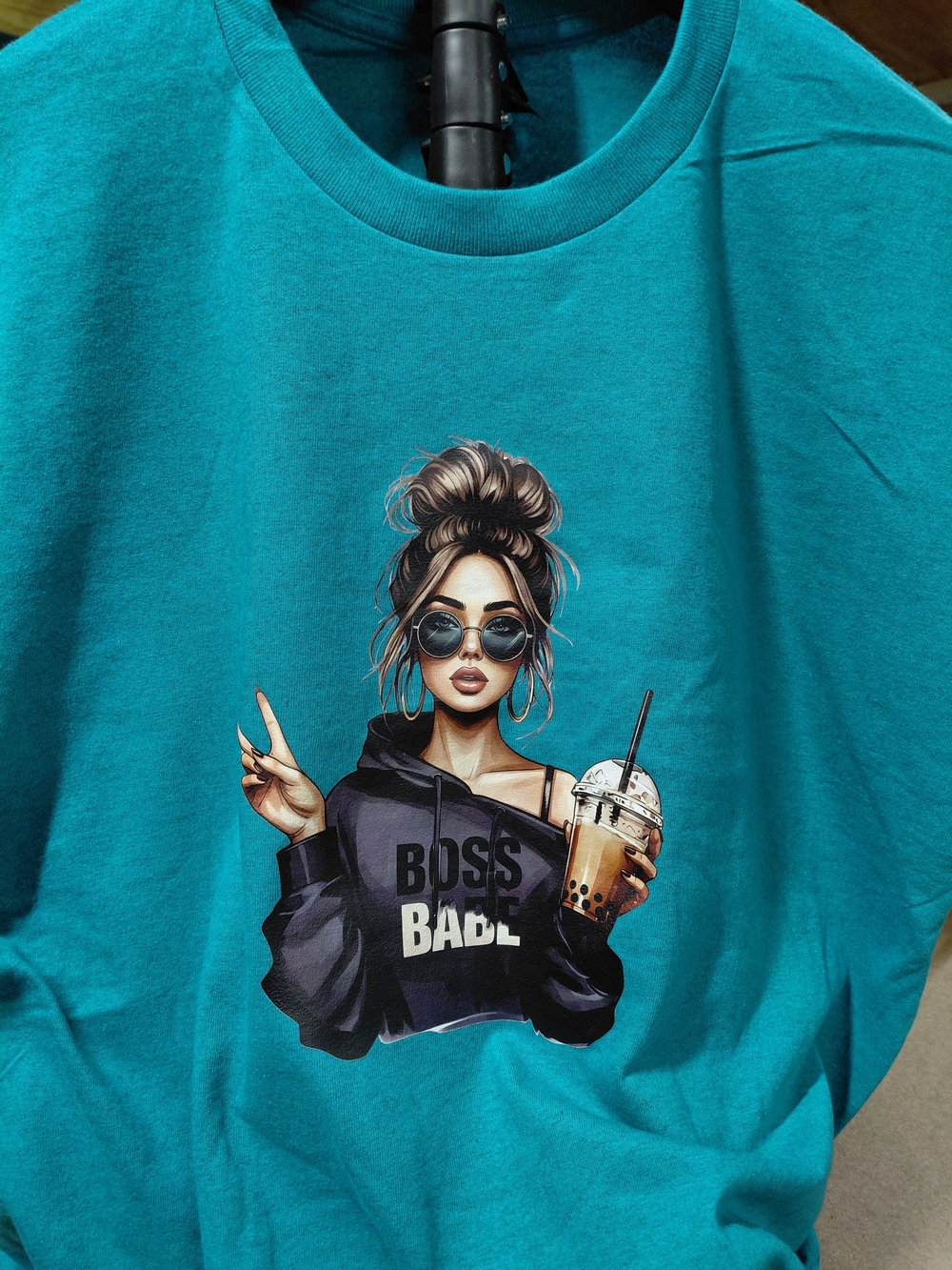 T-shirt XL Womens Heather Teal Gildan Heavy Cotton "Boss Babe" New